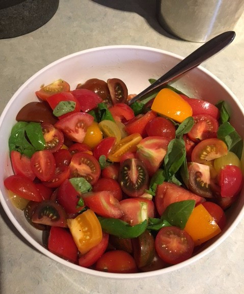 heritage tomato salad with basil